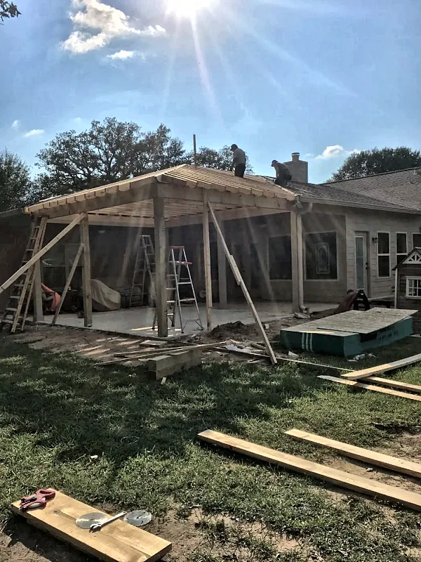 Patio cover framing by Brown Sterling Builders