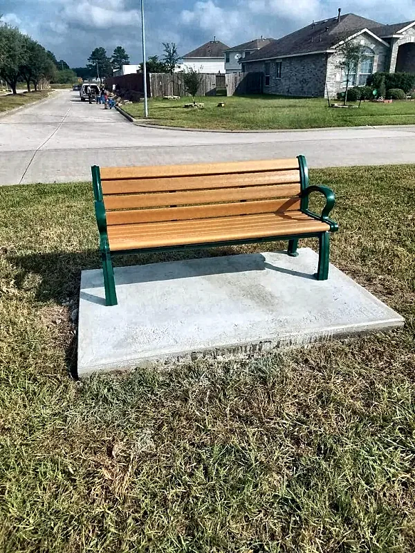 Bench installed in an HOA common area