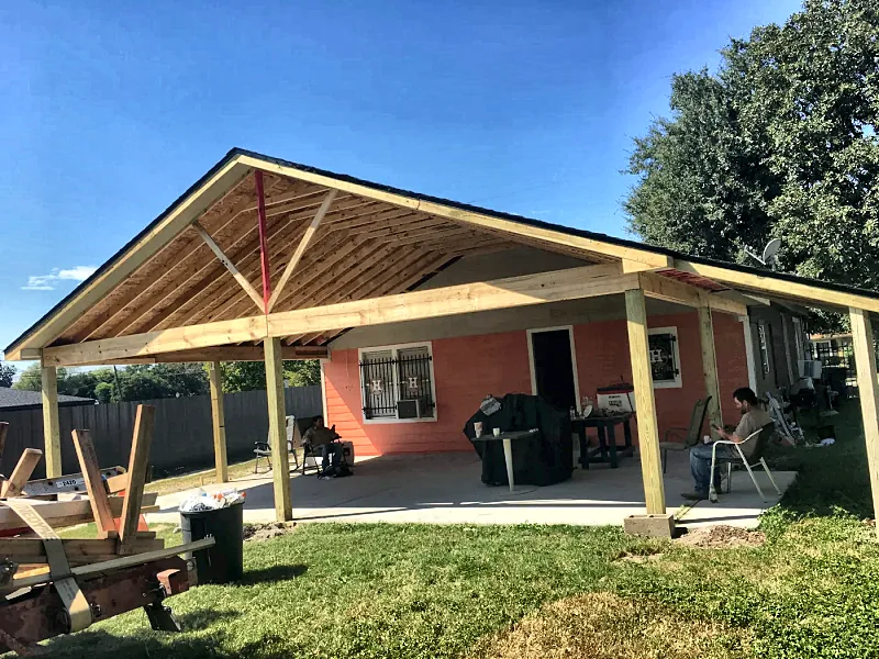 Gabled covered patio built by Brown Sterling Builders